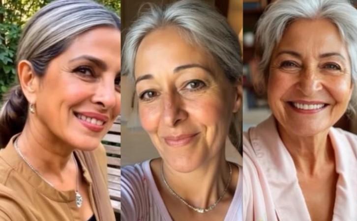 Priyanka, Ananya, Anushka in old age Katrina, Alia, Kareena, Deepika in old age