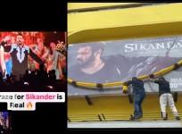 Fans put garland on Salman Khan's Sikandar poster at Gaiety Galaxy theatre in Mumbai, dance in theatres on Zohra Jabeen