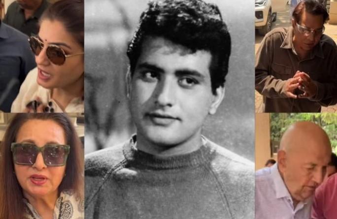 Dharmendra, Prem Chopra, Raveena Tandon at Manoj Kumar's home Dharmendra, Prem Chopra, Raveena Tandon at Manoj Kumar's home