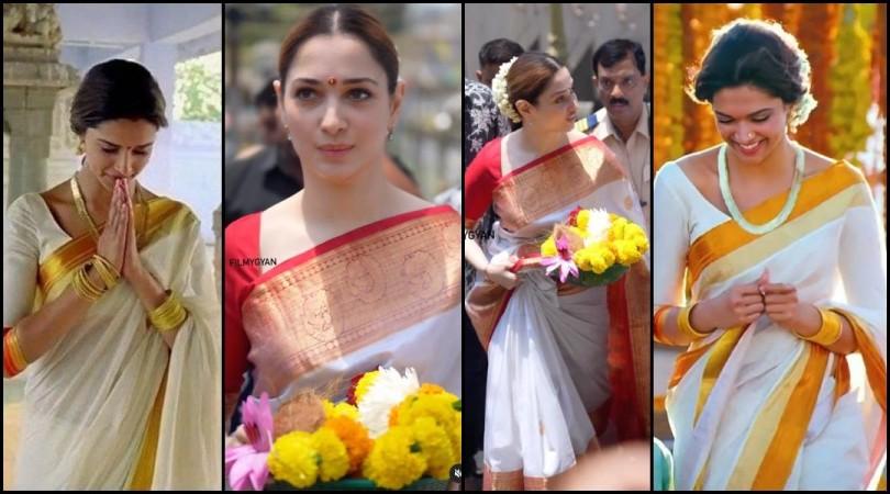 Tamannaah Bhatia stuns in saree as she visits Babulnath temple, fans recall Deepika Padukone's saree look from Chennai Express Tamannaah Bhatia stuns in saree as she visits Babulnath temple, fans recall Deepika Padukone's saree look from Chennai Express
