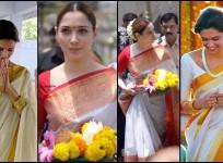 Tamannaah Bhatia stuns in saree as she visits Babulnath temple, fans recall Deepika Padukone's saree look from Chennai Express