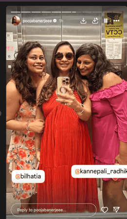 Tv actor Pregnant Pooja Banerjee radiates in red, cradles baby bump at her baby shower [Pics]