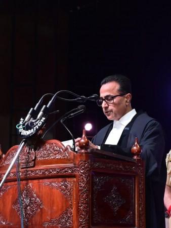 Justice Arun Palli taking oath as new Chief Justice of Jammu and Kashmir and Ladakh High Court at Jammu on Wednesday Justice Arun Palli