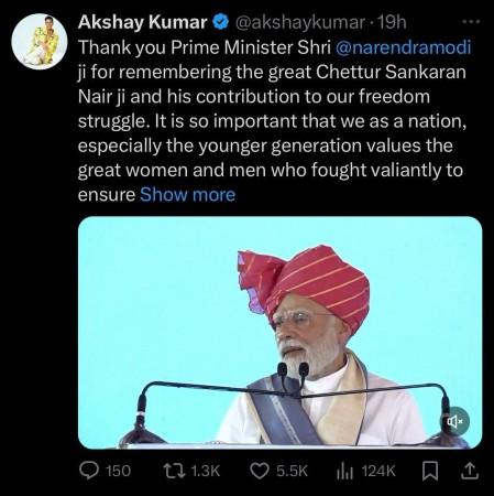 Ahead of the film's release, Prime Minister Narendra Modi paid tribute to Sir Chettur Sankaran Nair, acknowledging his contribution to India's freedom struggle. Ahead of the film's release, Prime Minister Narendra Modi paid tribute to Sir Chettur Sankaran Nair, acknowledging his contribution to India's freedom struggle.