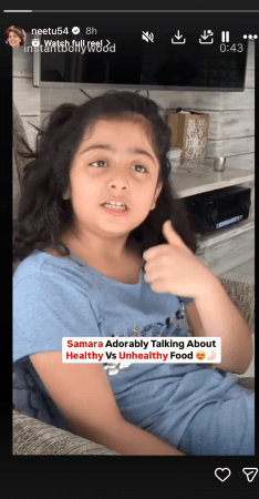 Neetu Kapoor also took to Instagram stories and proudly shared her granddaughter's video. Neetu Kapoor also took to Instagram stories and proudly shared her granddaughter's video.