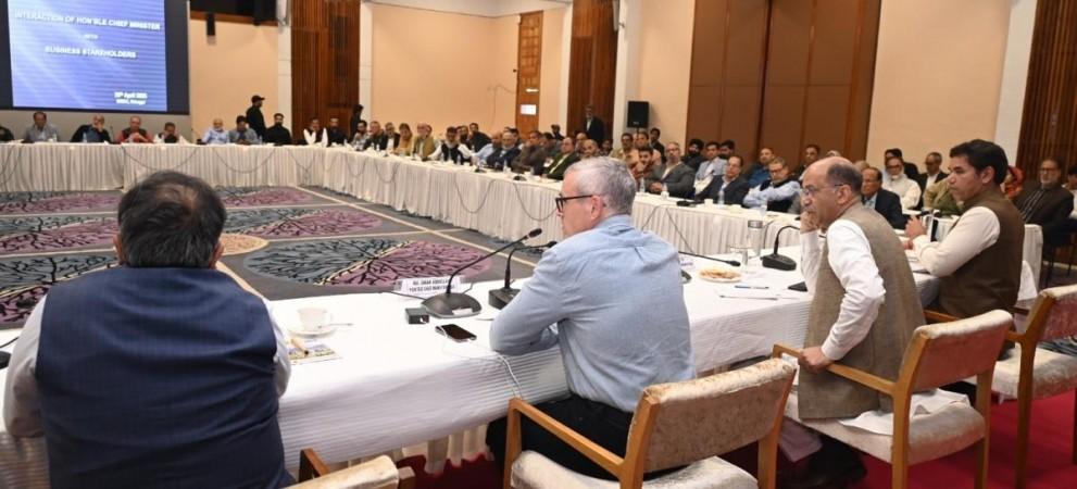 J&K Chief Minister Omar Abdullah chairing a meeting of tourism, business stakeholders in Srinagar. Omar Abdullah