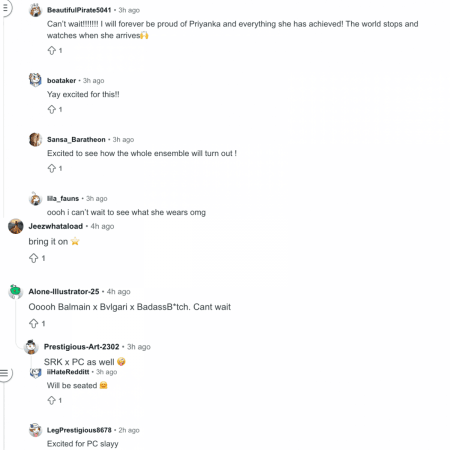 This is what the comment section on the Reddit discourse looked like. Priyanka Chopra