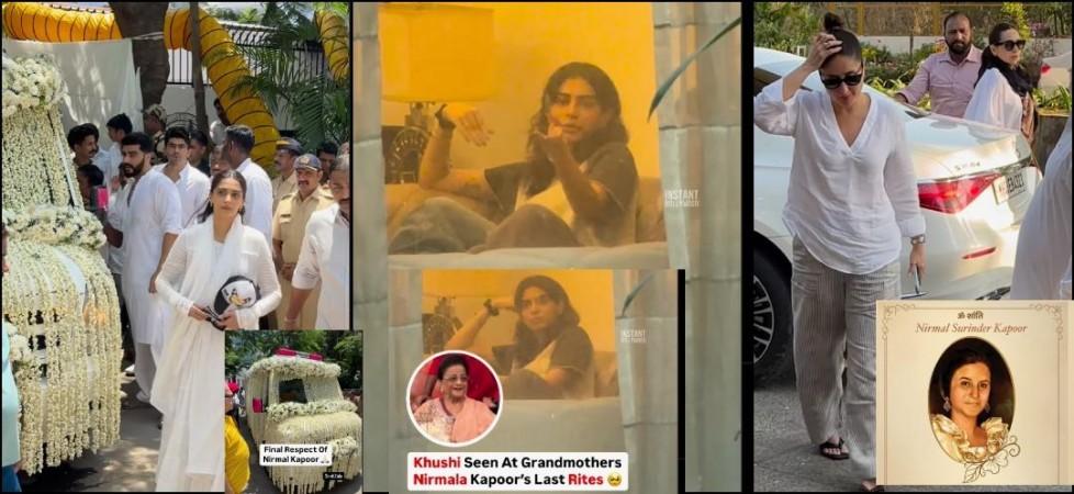 Nirmal Kapoor Antim Darshan: Paparazzi zoom into Khushi Kapoor's living room as she mourns dadi's demise; Netizens say 'Shameful, disgusting' Nirmal Kapoor Antim Darshan: Paparazzi zoom into Khushi Kapoor's living room as she mourns dadi's demise; Netizens say 'Shameful, disgusting'
