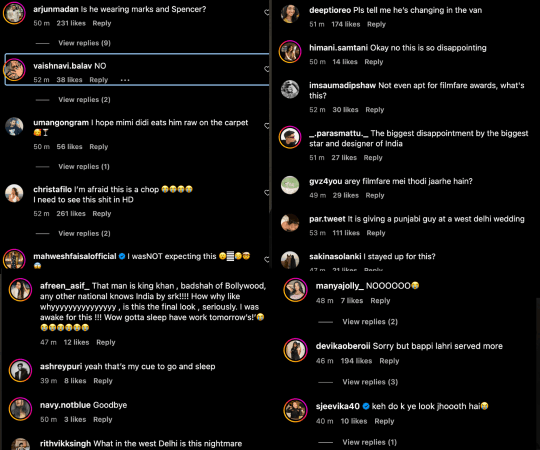This is what the comment section of the viral Diet Sabya video looked like. Shah Rukh Khan-Sabyasachi