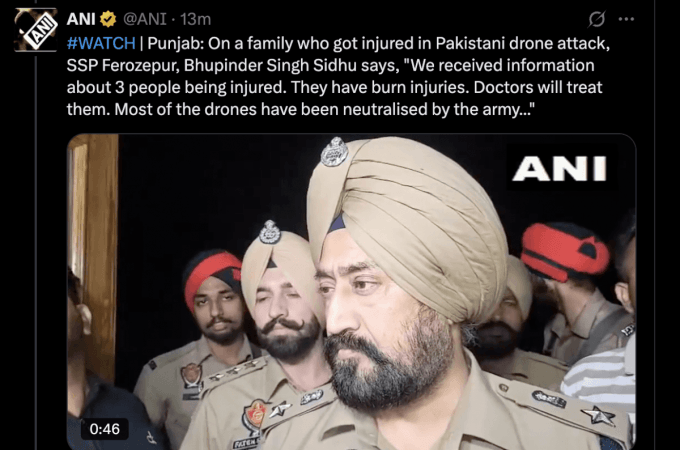 3 injured in Punjab's Firozpur after Pak drone hits residential area 3 injured in Punjab's Firozpur after Pak drone hits residential area