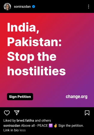'Peace Is The Only Way': Alia Bhatt's mother, Soni Razdan, slammed for urging India-Pakistan peace, deletes petition post 'Peace Is The Only Way': Alia Bhatt's mother, Soni Razdan, slammed for urging India-Pakistan peace, deletes petition post
