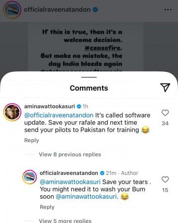 The argument between a Pakistani follower and Raveena Tandon. Raveena Tandon