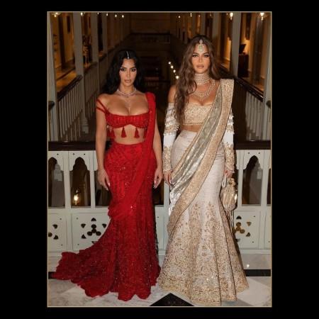 For the wedding, Kim and Khloe opted to wear couture pieces designed by Manish Malhotra. Kim Kardashian-Khloe Kardashian- Manish Malhotra