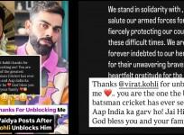 'You are India's pride': After calling Virat Kohli 'Joker', Rahul Vaidya thanks cricketer For unblocking him on Instagram