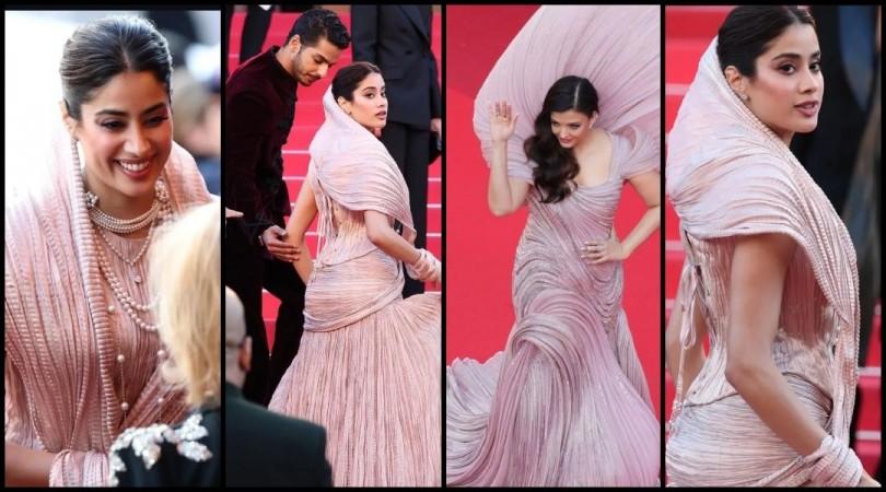 Cannes 2025: Janhvi Kapoor's blush pink Ghoonghat look reminds fans of Sridevi and Aishwarya Rai. Cannes 2025: Janhvi Kapoor's blush pink Ghoonghat look reminds fans of Sridevi and Aishwarya Rai