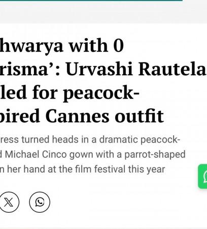 'Darling, I'm the Blueprint,' Urvashi Rautela slams article calling her 'Aishwarya Rai With 0 Charisma'; takes a dig at Diet Sabya 'Darling, I'm the Blueprint,' Urvashi Rautela slams article calling her 'Aishwarya Rai With 0 Charisma'; takes a dig at Diet Sabya