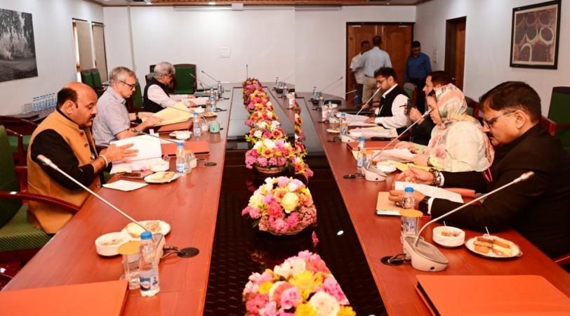 J&K Chief Minister Omar Abdullah chairing a cabinet meeting at Pahalgam Omar Abdullah