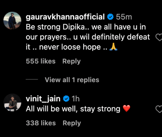 Fans and friends from the industry, including those close to Dipika and Shoaib, took to social media to wish her a speedy recovery. Fans and friends from the industry, including those close to Dipika and Shoaib, took to social media to wish her a speedy recovery.