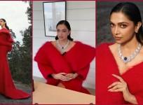 'Looks Old, Dull': Deepika Padukone wears blood-red robe, exquisite Cartier necklace at Stockholm soirée; Fans criticise her makeup