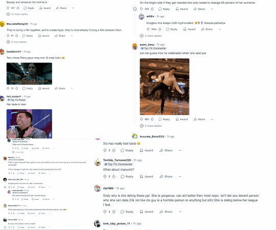 This is what the comment section of the Reddit post looked like. Tara Sutaria-Veer Pahariya