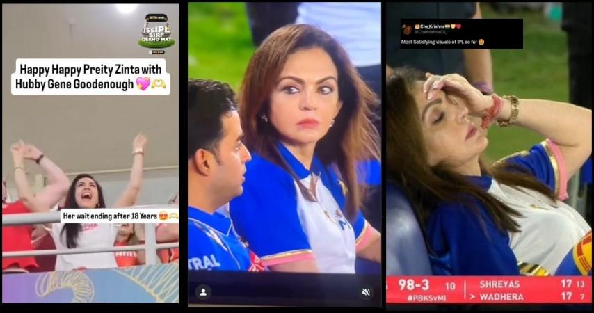 Nita Ambani's hand-on-forehead, head tilted back moment,death stare at Akash after MI's Loss to PBKS sparks meme fest Nita Ambani's hand-on-forehead, head tilted back moment,death stare at Akash after MI's Loss to PBKS sparks meme fest