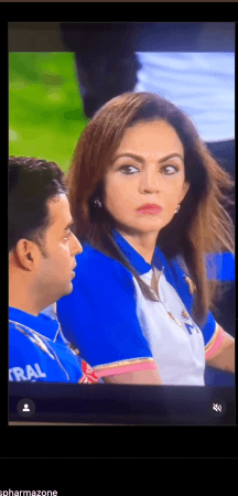 Nita Ambani's hand-on-forehead, head tilted back moment,death stare at Akash after MI's Loss to PBKS sparks meme fest Nita Ambani's hand-on-forehead, head tilted back moment,death stare at Akash after MI's Loss to PBKS sparks meme fest