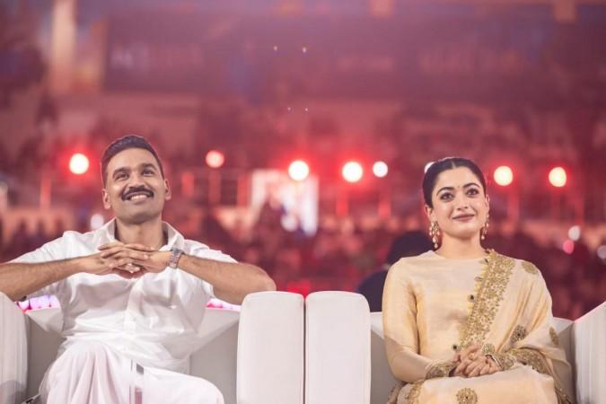 Dhanush and Rashmika Mandanna from Kuberaa audio launch in Chennai. Dhanush