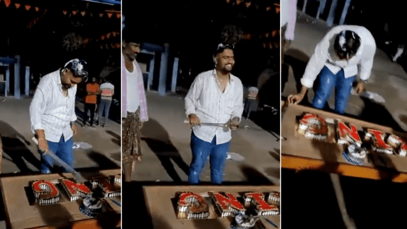Karnataka man cuts cake with sword; video goes viral, lands him in prison