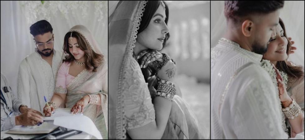 Hina Khan shares intimate kiss with BF Rocky as they get married in secret ceremony ; fans call her bridal outfit 'dull' Hina Khan shares intimate kiss with BF Rocky as they get married in secret ceremony ; fans call her bridal outfit 'dull'