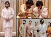 Akhil's half-brother Naga Chaitanya and his second wife Sobhita Dhulipala, welcome newlywed bride Zainab into their family ; fans say 'second hand family in frame'