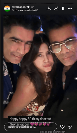 Ektaa Kapoor's 50th birthday with Manish Malhotra and Karan Johar Ektaa Kapoor's 50th birthday