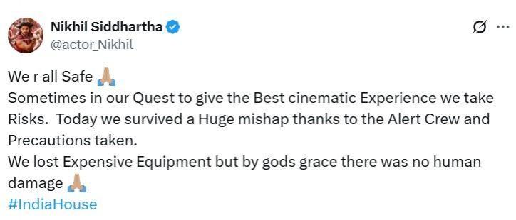 Nikhil Siddhartha's statement Nikhil Siddhartha's statement