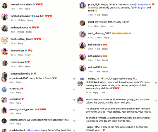 This is what the comment section of the post looked like. Karan Johar- Yash Johar