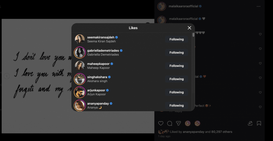 Malaika Arora turns up the heat on Instagram; Ex-BF Arjun Kapoor likes her post; fans ask 'can exes be friends?' Malaika Arora turns up the heat on Instagram; Ex-BF Arjun Kapoor likes her post; fans ask 'can exes be friends?'