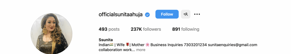 Her username on the public platform was changed, but the handle ID stays the same. Govinda-Sunita