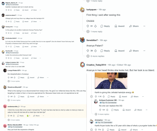 This is what the comment section of the discourse looked like. Kartik Aaryan-Ananya Panday