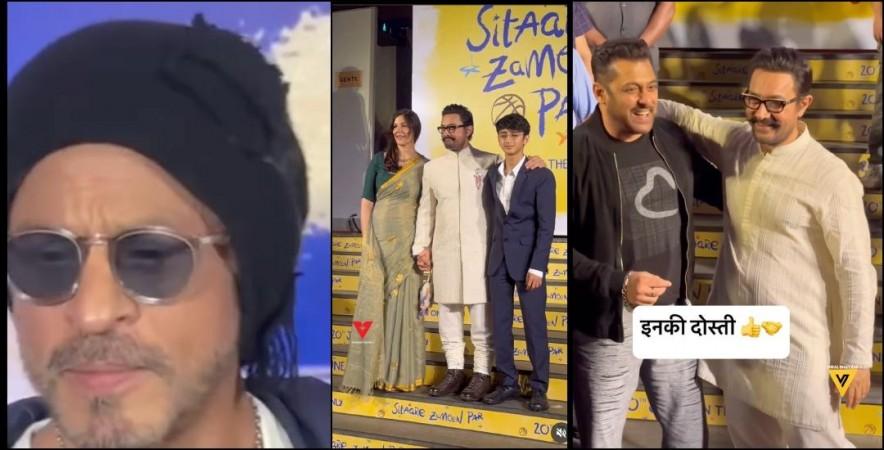 Sitaare Zameen Par event : Aamir Khan holds Gaurii's hand; poses with son Azad; SRK, Salman Khan refrain from posing with each other