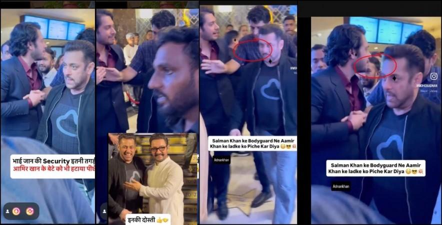 Sitaare Zameen Par Premiere: Salman Khan's bodyguard pushes Junaid Khan, stops him from getting near Bhaijaan; fans reminded of similar Vicky Kaushal incident Sitaare Zameen Par Premiere: Salman Khan's bodyguard pushes Junaid Khan, stops him from getting near Bhaijaan; fans reminded of similar Vicky Kaushal incident