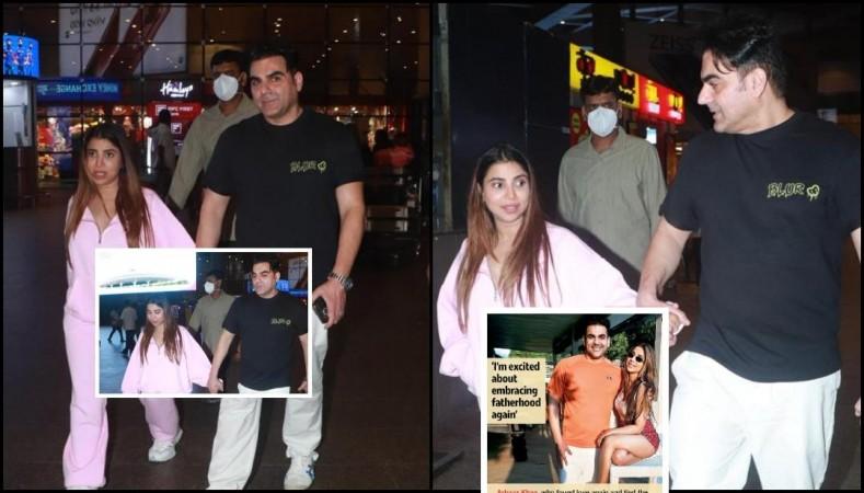 Pregnant Sshura Khan hides baby bump; Arbaaz Khan holds his wifey's hand tight as they return from babymoon; duo avoid papraazi Pregnant Sshura Khan hides baby bump; Arbaaz Khan holds his wifey's hand tight as they return from babymoon; duo avoid papraazi