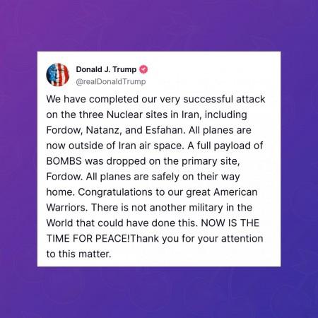 Donald Trump announces the U.S. has bombed three nuclear sites in Iran. Donald Trump announces the U.S. has bombed three nuclear sites in Iran.