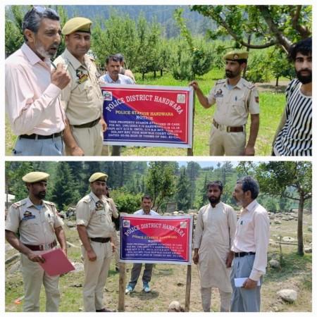 Jammu and Kashmir Police attached the immovable properties of two PoJK-based terrorists in Handwara area. Property attached