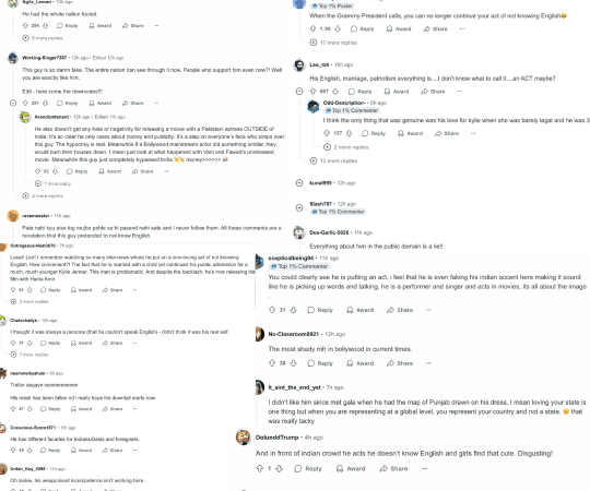 This is what the comment section on the discourse looked like. Diljit Dosanjh
