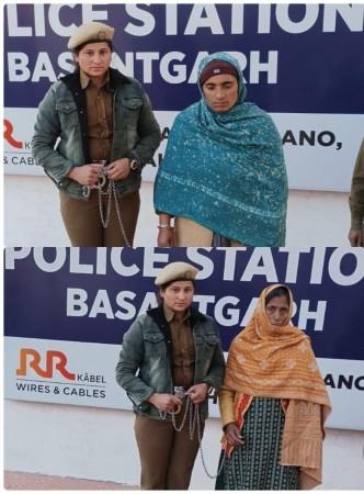 Picture of two female OGWs arrested by Basantgarh Police in December 2024 for providing logistics to terrorists Female OGWs