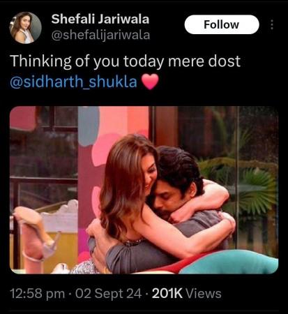 'Thinking of you..': Shefali Jariwala's last post was for her ex-boyfriend Sidharth Shukla, hugging him in Bigg Boss 13 house 'Thinking of you..': Shefali Jariwala's last post was for her ex-boyfriend Sidharth Shukla, hugging him in Bigg Boss 13 house