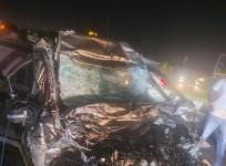 Four of a family killed in car-canter truck collision in K'taka's Tumakuru