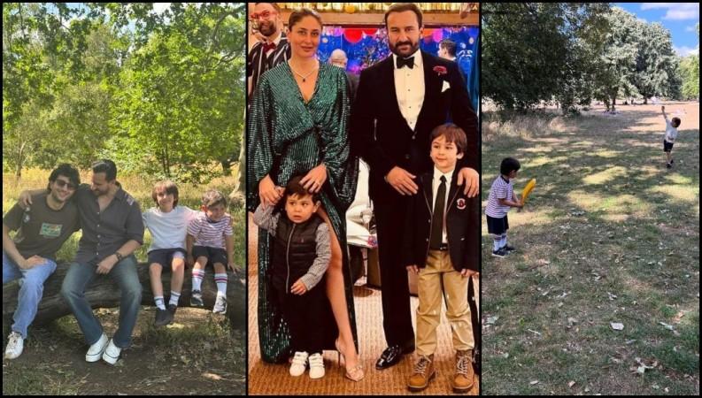 'Has Kareena's privacy ban on kids been lifted?: Ibrahim Ali Khan shares photos of Taimur-Jeh playing cricket, posing with dad Saif Ali Khan