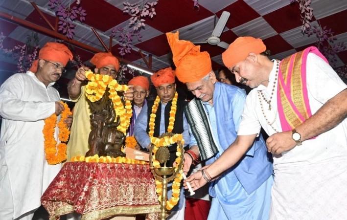 J&K Lieutenant Governor Manoj Sinha performing pooja before flagging off first batch of Amarnath Yatra from Jammu LG Manoj Sinha
