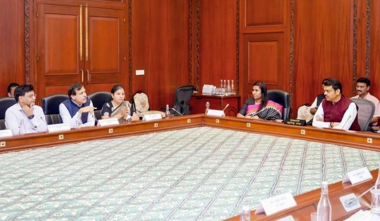 Devendra Fadnavis chairs a review meeting Devendra Fadnavis chairs a review meeting