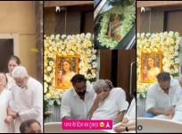 Parag Tyagi consoles Shefali Jariwala's father as he cries inconsolably; Mika Singh supports her grieving mother at prayer meet
