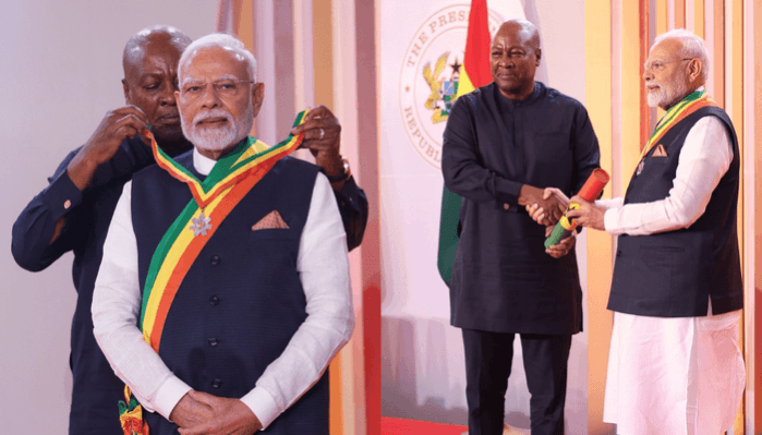 'Dedicate it to bright future of India's youth, their aspirations': PM Modi on receiving Ghana's top national honour 'Dedicate it to bright future of India's youth, their aspirations': PM Modi on receiving Ghana's top national honour